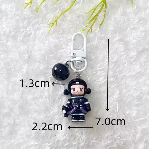 Skull Panda Phone Charm Keychain - Black-3F0-5 - Picture 1 of 2